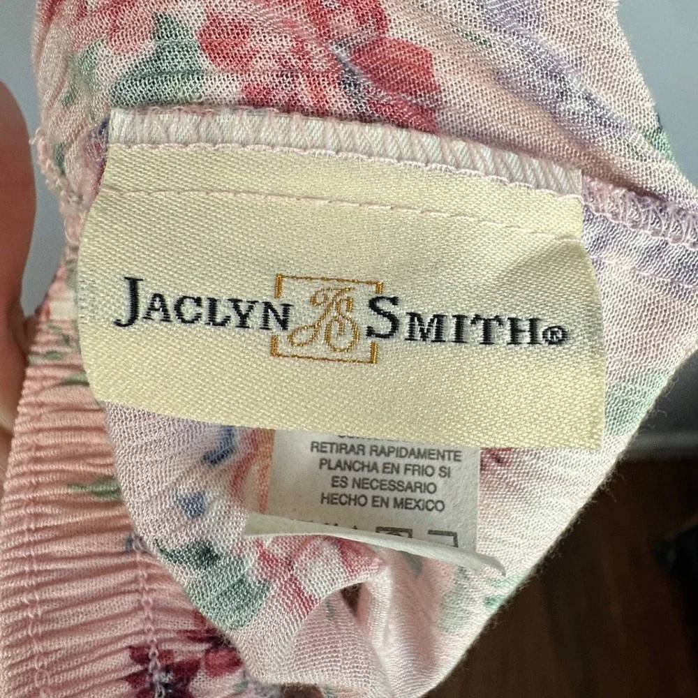 Vintage Jaclyn Smith Pink Floral Rayon Skirt Women's L Cottagecore Midi 90s - Picture 4 of 5